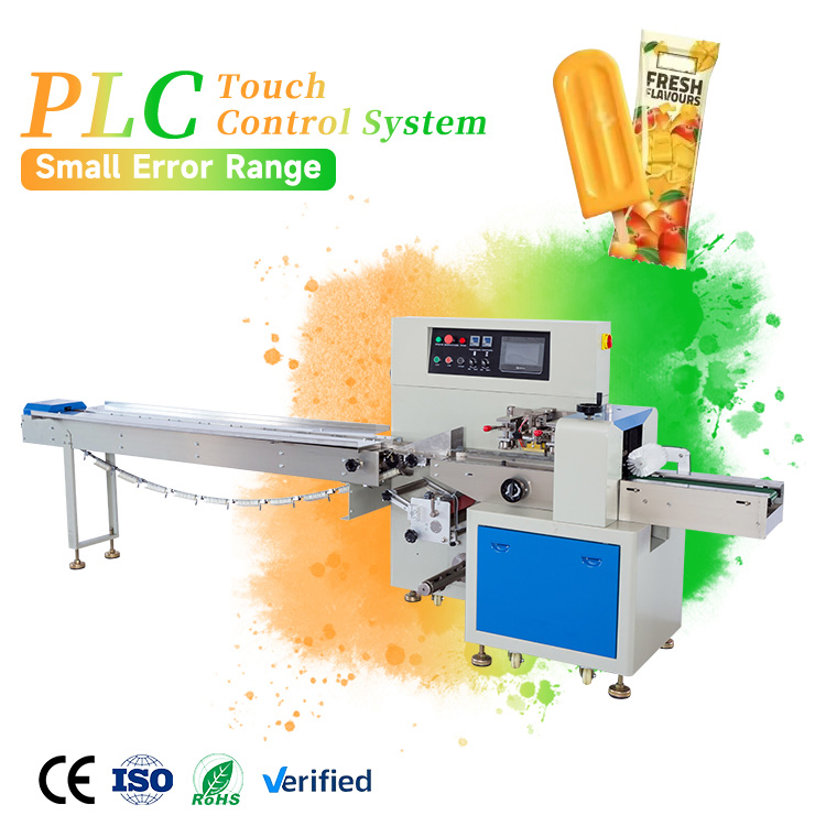 Fully Automatic Horizontal Wrapping Flow Pack Packing Machine Ice Cream Lolly Popsicle Packaging Machine