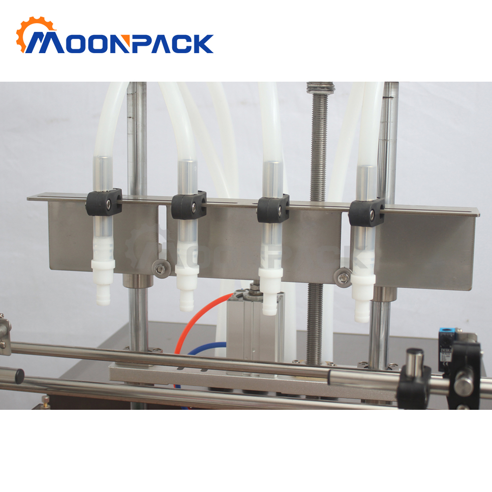 Moonpack TFM-120Y Filling Machine Auto 4 Head Liquid Desktop With Conveyor Piston Pump Filler For Bottles Jars Filling Machine