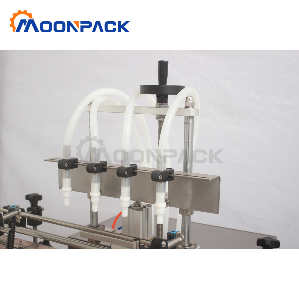 Moonpack TFM-120Y Filling Machine Auto 4 Head Liquid Desktop With Conveyor Piston Pump Filler For Bottles Jars Filling Machine