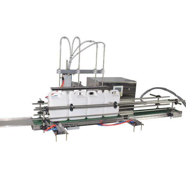 Milk Water Chemical Liquid Juice Soap Bleach Detergent Foam Glass Jar Bottling 4 Nozzles Automatic Liquid Filling Machine
