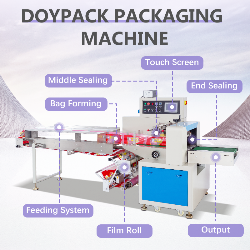 Onion Packing Horizontal Bagging Belt Packed Vegetable Pouch Flow Wrapping Machine