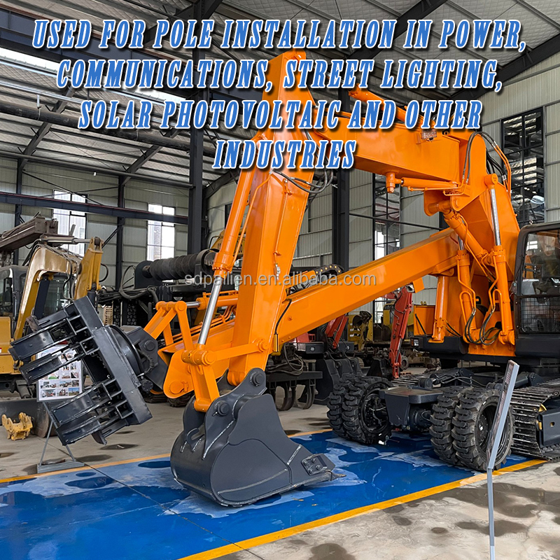 Efficient Pole Setting Machine with Digging, Hoisting Vertical Adjustment Hydraulic Electric Pole Drilling and Erecting Machine