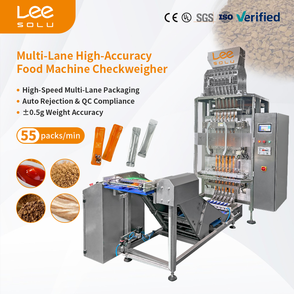 3-in-1 Multi-Lane Automatic Sachet Packaging Machine-High-Accuracy Filling Checkweigher Staging for Food Grade Plastic Bags