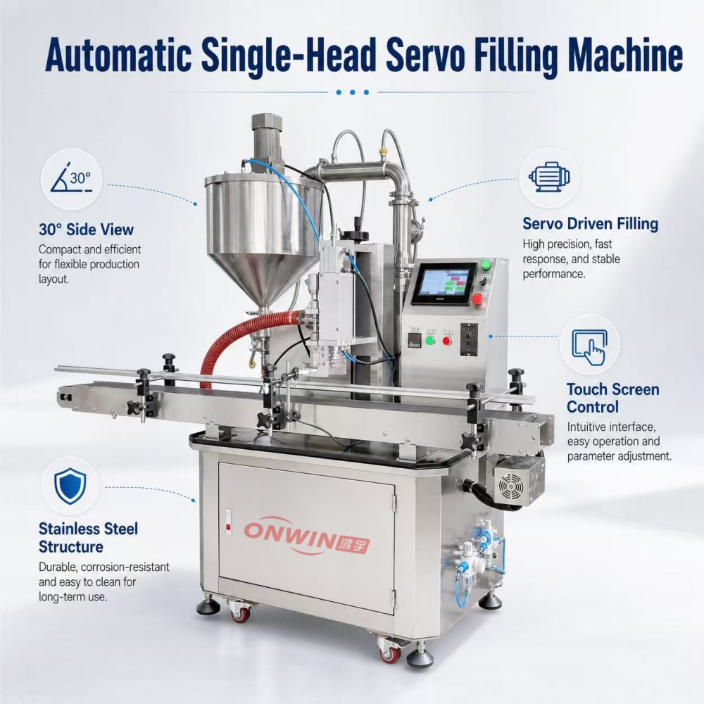 Piston Type Automatic Servo Driven Filler Single Head Paste Filling Machine for Honey Cream Jam
