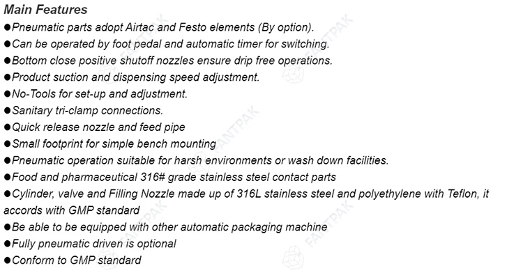 FSFL Single Head Small Liquid Piston Filling Machine Structure