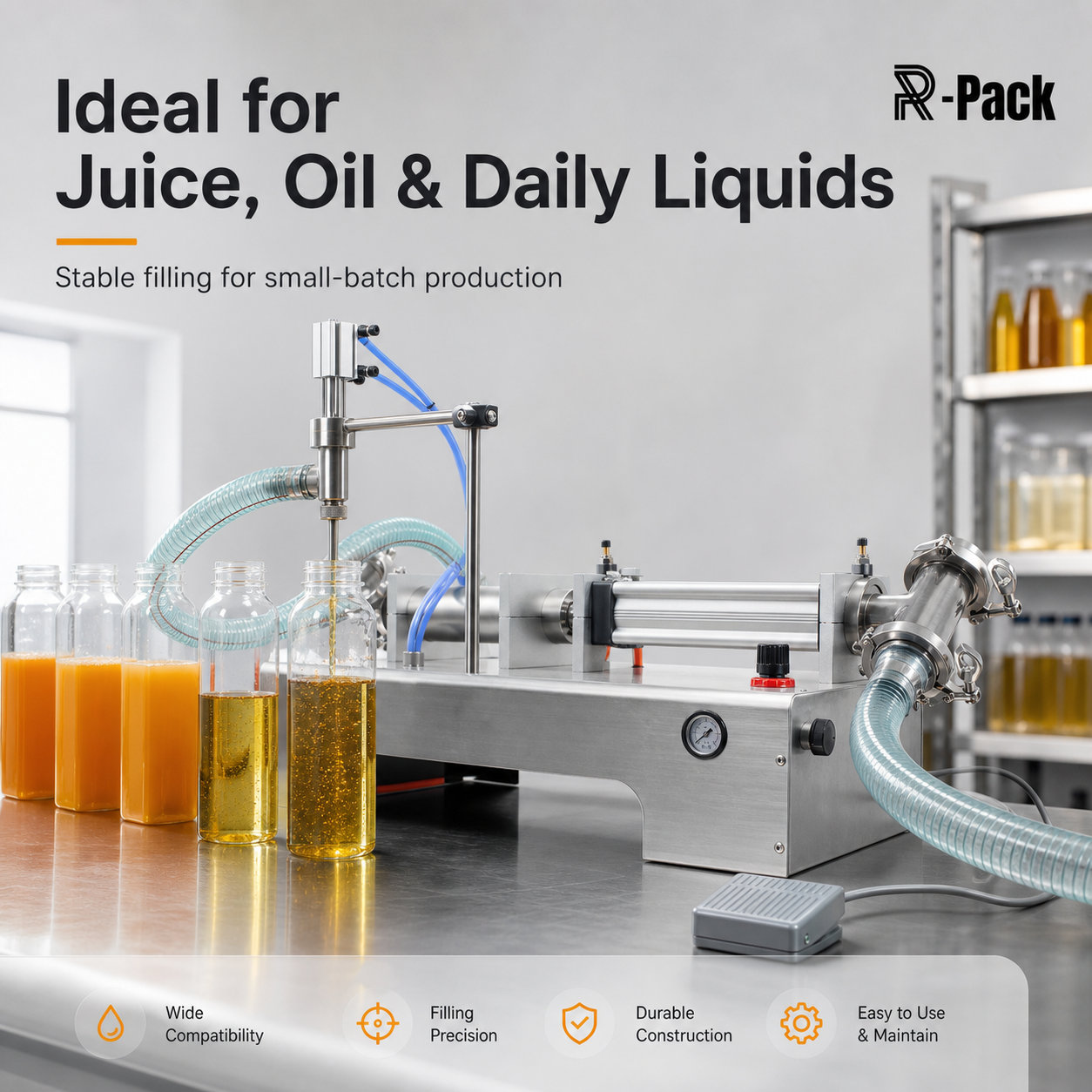 Single Head Piston Liquid Filling Machine Scene 1