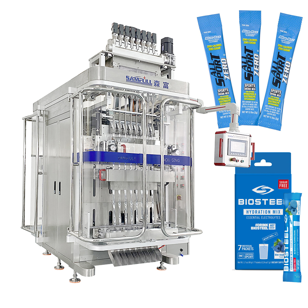 Automatic Multi lane Vffs Powder Stick Pack Filling Machine 8 lane Powdered Sports Drink Packing Machine