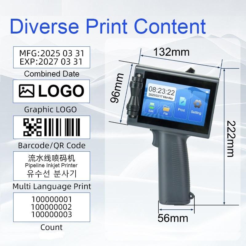 T10 Hot Sale Handheld Portable Battery Powered Belt Inkjet Screen Printer Card Egg Serial Number Batch Coding High-Speed Screen