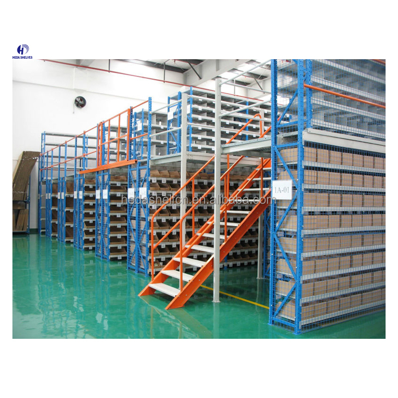 Heda Industrial Steel Platforms Mezzanine Floor Mezzanine Rack Material Handling Storage Stacking Shelves Warehouse Rack System