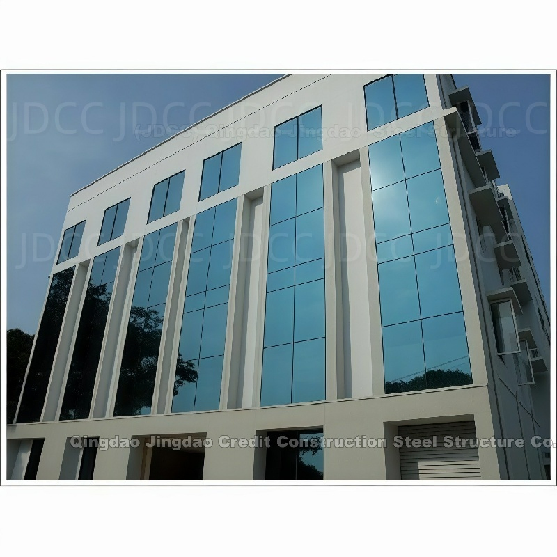 Multi-Storey Prefab Steel Structure ACP Glass Wall Modern Warehouse Large Span Building