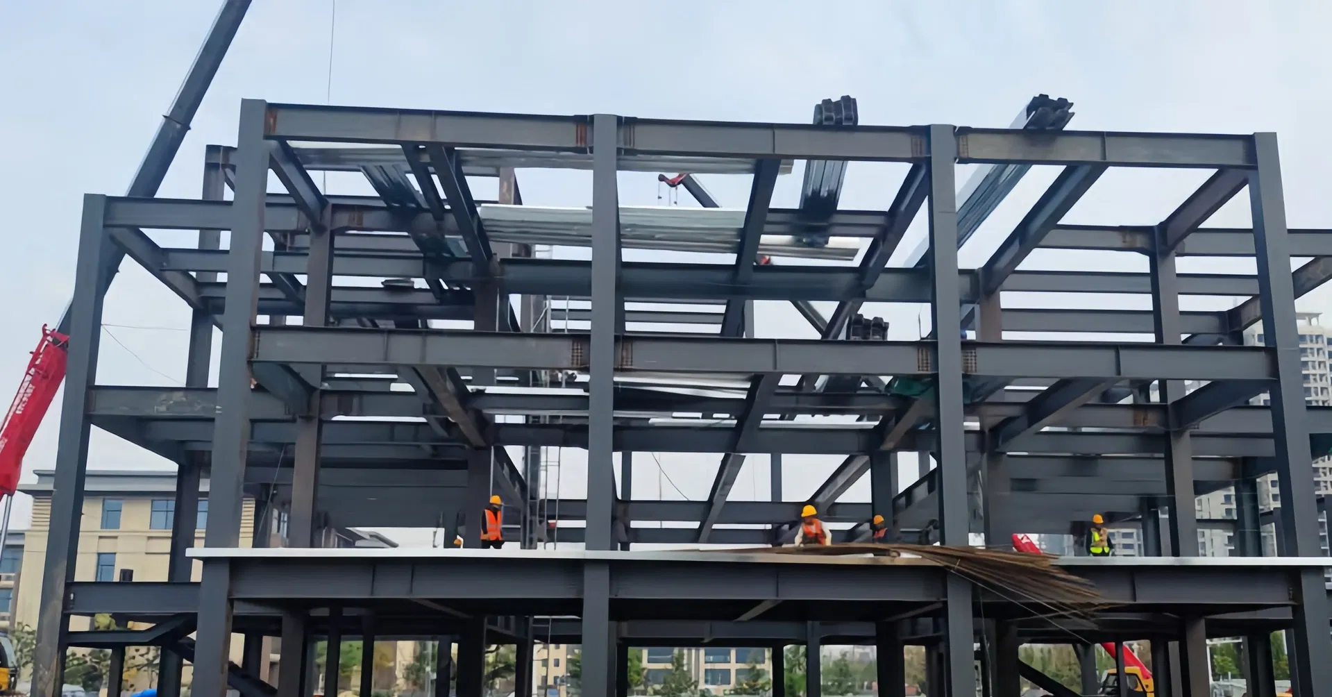 Q345b High Rise Steel Frame for Multi Layer Structure Automated Warehouse and Logistics Center