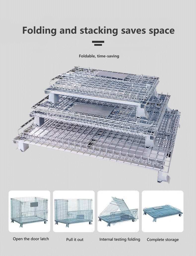 Wire Mesh Cage Warehouse Logistic Stackable Wire Mesh Container Transport Box Basket Container For Light Loading