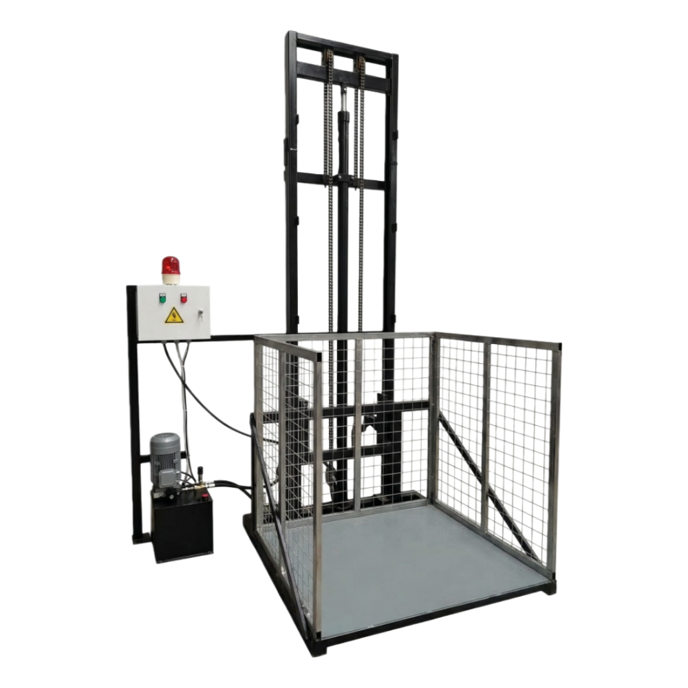 Electric Warehouse Elevator Steel Carton Cargo Construction Building Material Energy Mining Food Beverage Shops 1000kg Capacity