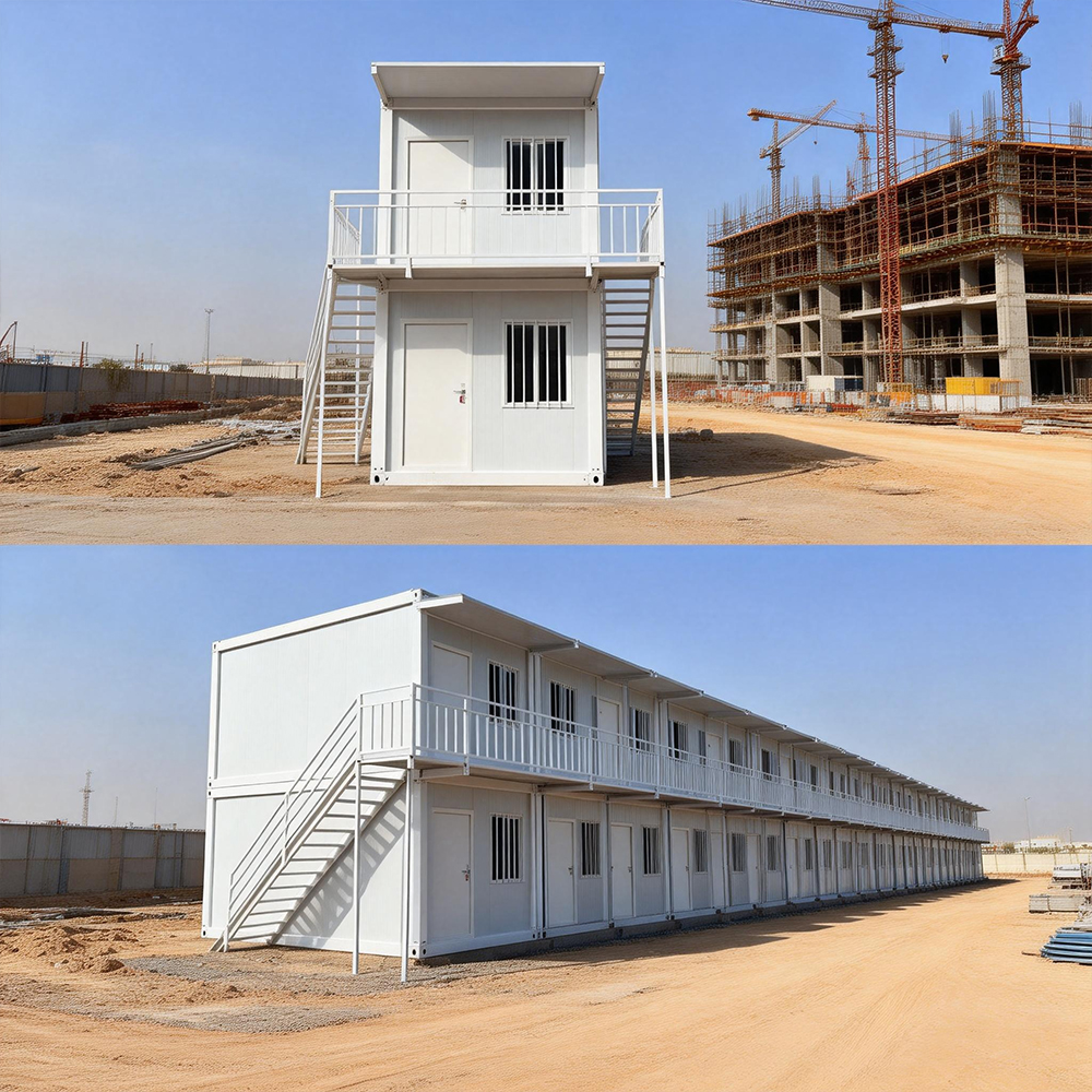20ft Detachable Flat-pack Container House Modern 2 Floor Dormitory Office Building Container for Workshop Hotel Warehouse