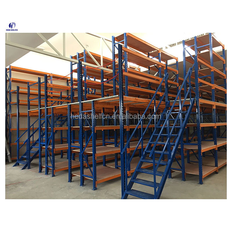 Heda Industrial Steel Platforms Mezzanine Floor Mezzanine Rack Material Handling Storage Stacking Shelves Warehouse Rack System