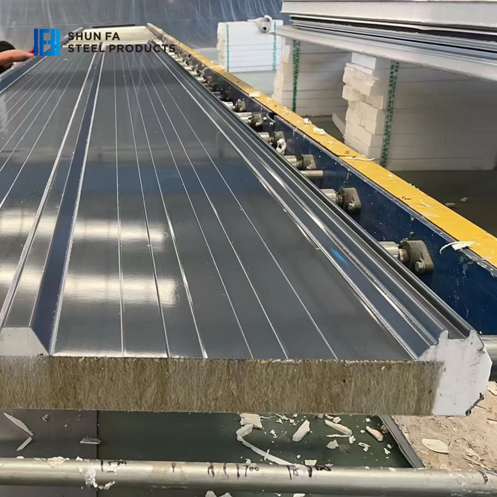 Roof Rock Wool Fireproof Interior and Exterior Wall Sandwich Panel Easy to Install Insulated Factory Warehouse Container Houses