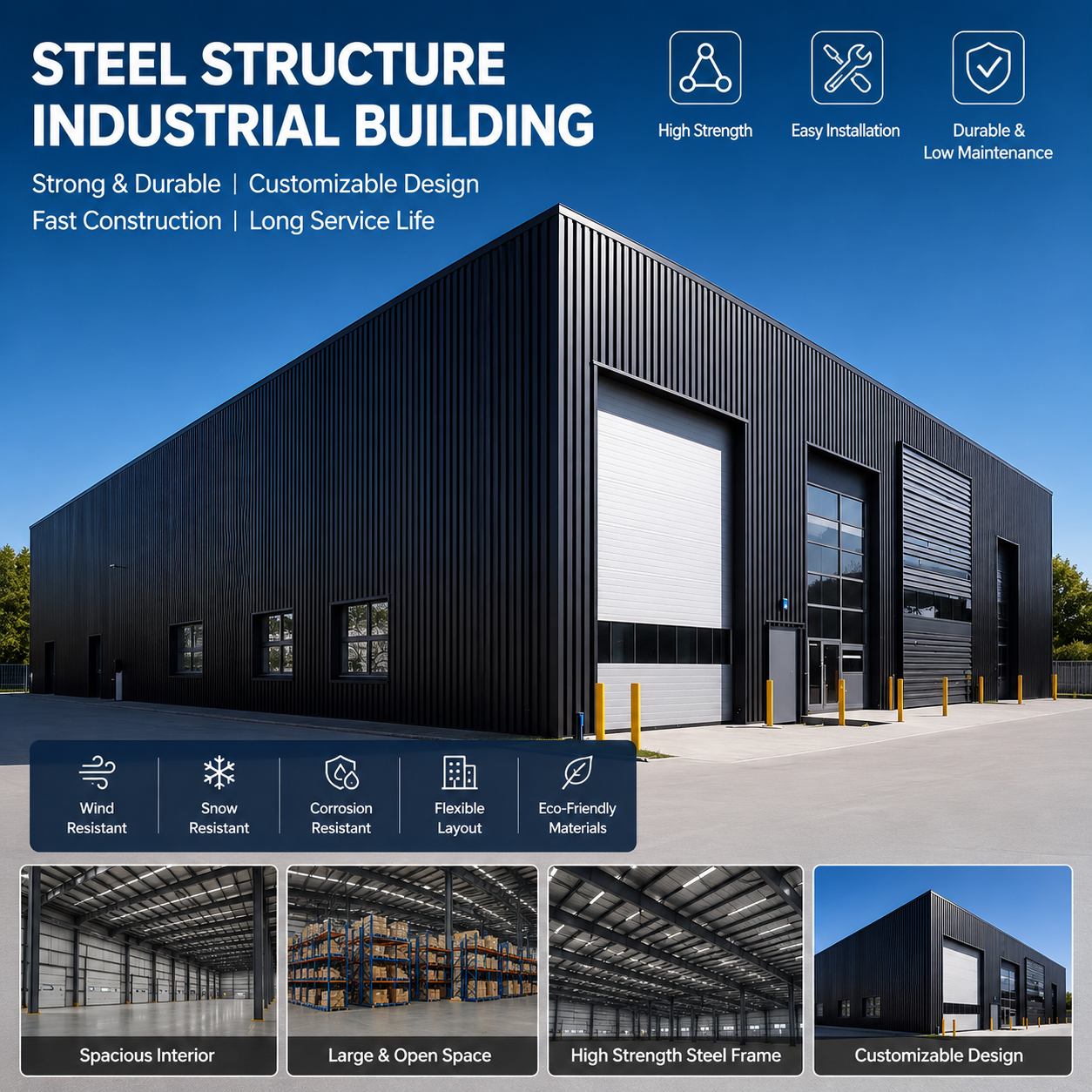 Cheap Prefabricated Custom Modular Industrial Steel Structure Warehouse Workshop Customizable Prefabricated Warehouse