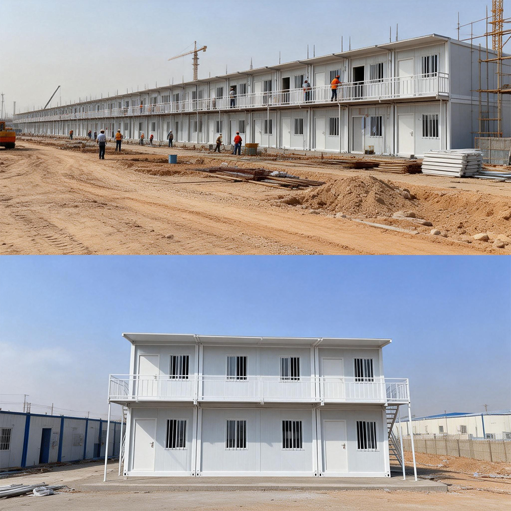 20ft Detachable Flat-pack Container House Modern 2 Floor Dormitory Office Building Container for Workshop Hotel Warehouse