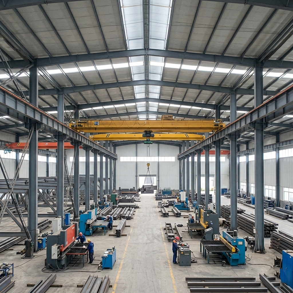 Prefabricated Insulated Warehouse Prefabricated Steel Structure Storage Hangar Steel Structure With Crane