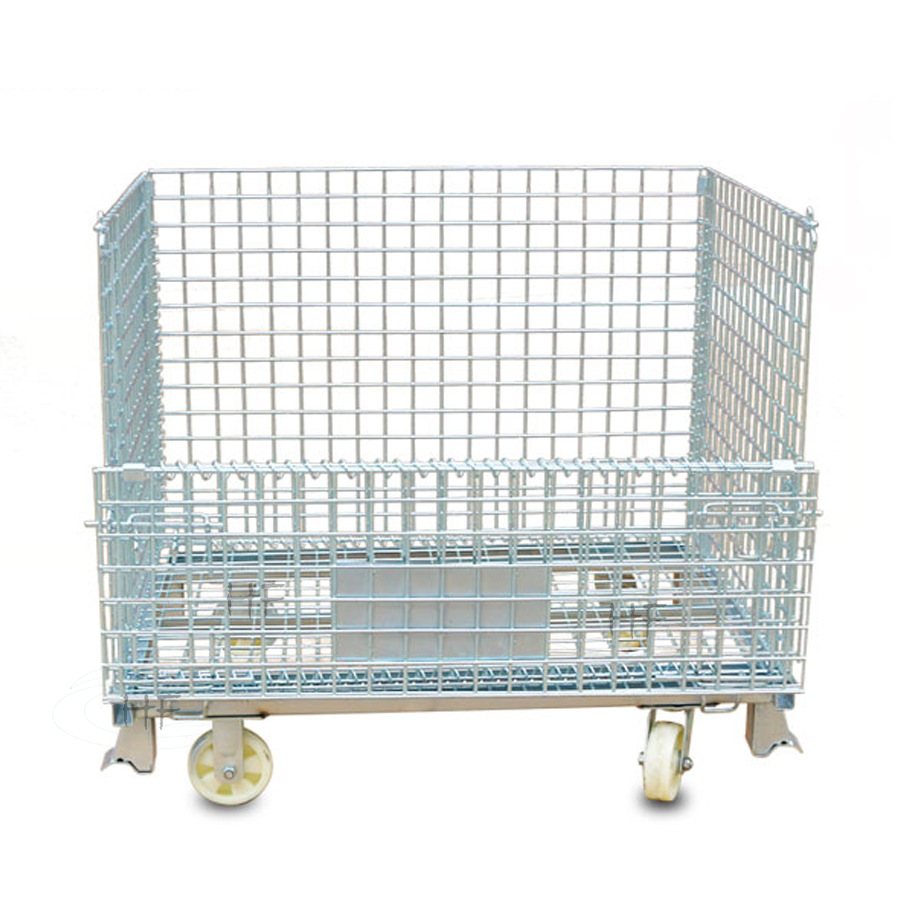 Custom Carbon Steel Storage Cage Heavy Duty Foldable Stackable Warehouse Logistics Industrial Box Storage Cage