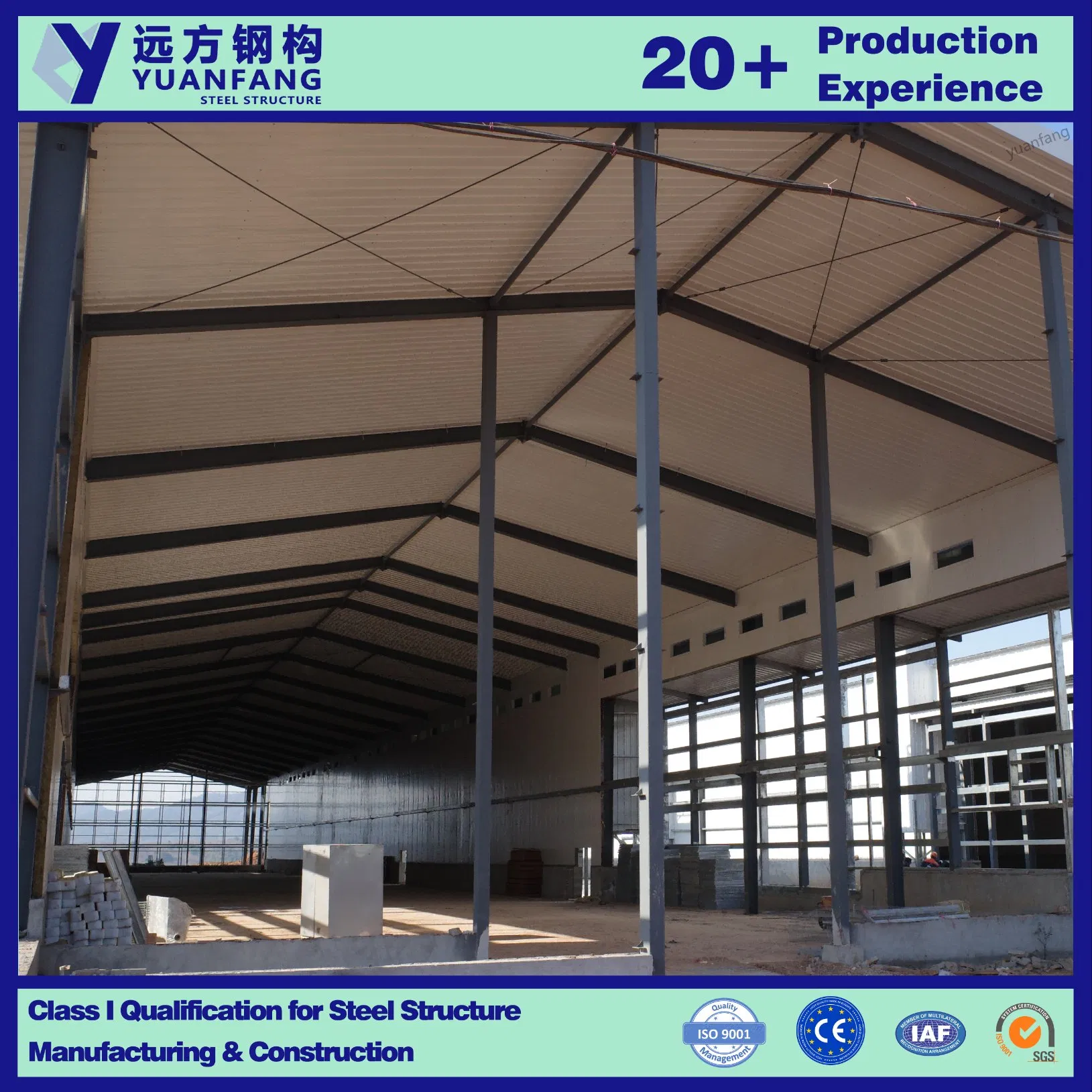 Prefabricated Metal Light Steel Structure Construction of Fram Chicken House / Warehouse for Industrial Workshop