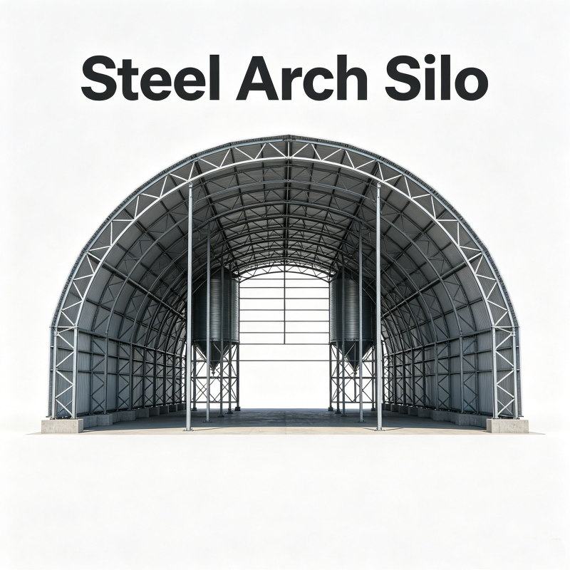 Prefabricated Arch Steel Structure Grain Silo Corrugated Steel Farm Storage Barn | Custom Curved Steel Warehouse