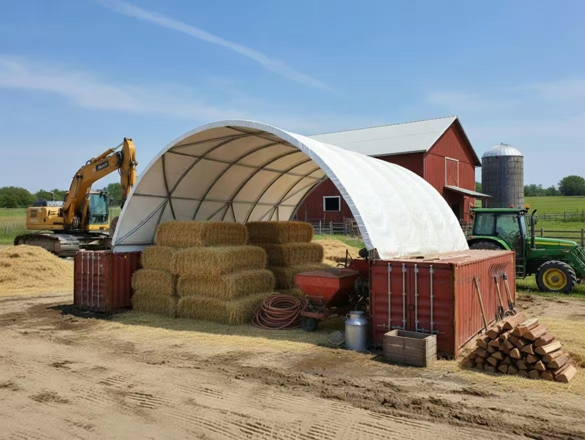 Baosheng 20x26 ft Commercial Grade Single Truss Container Canopy Shelter, Waterproof, Anti UV for Agricultural Equipment Storage