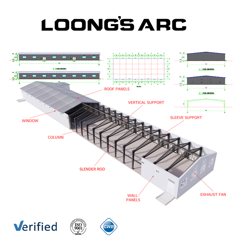 Agricultural Farm Storage Warehouse Building Modular Prefab Light Steel Structure Goat Cow Shed