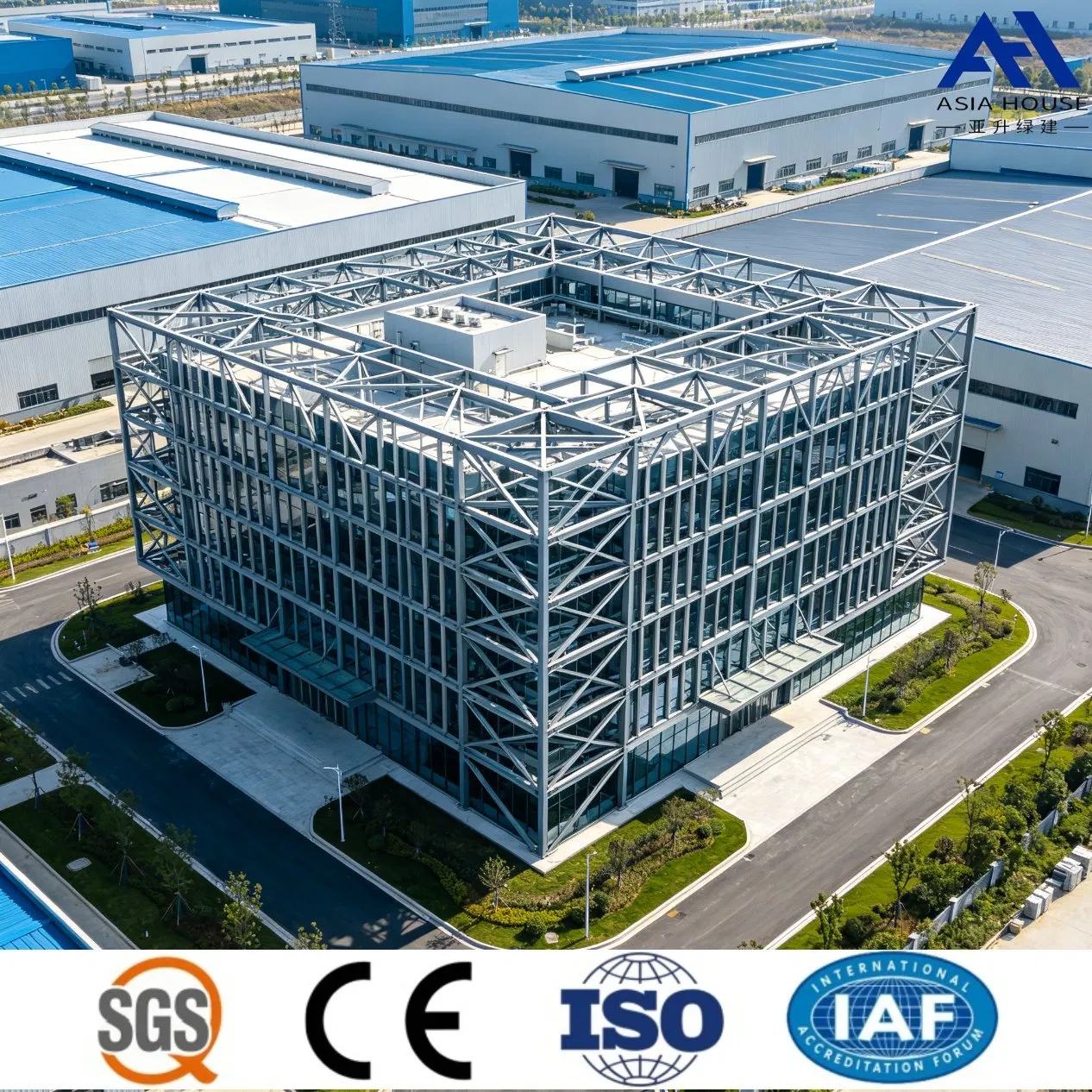 Low Cost Custom Designed Steel Structure Office Building for Warehouse Workshop Hall