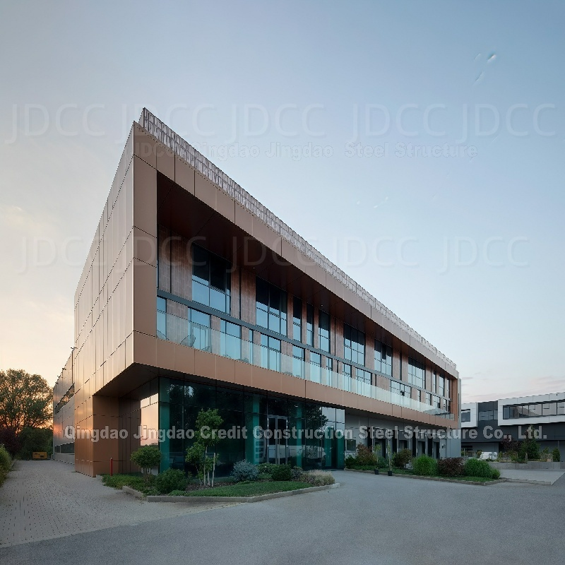 Multi-Storey Prefab Steel Structure ACP Glass Wall Modern Warehouse Large Span Building