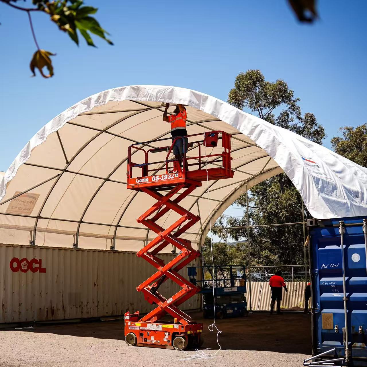 Baosheng 20x26 ft Commercial Grade Single Truss Container Canopy Shelter, Waterproof, Anti UV for Agricultural Equipment Storage