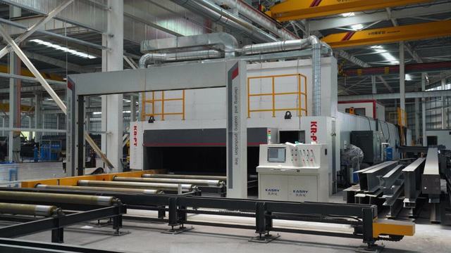 Metro Build steel structure factory production floor with advanced fabrication equipment