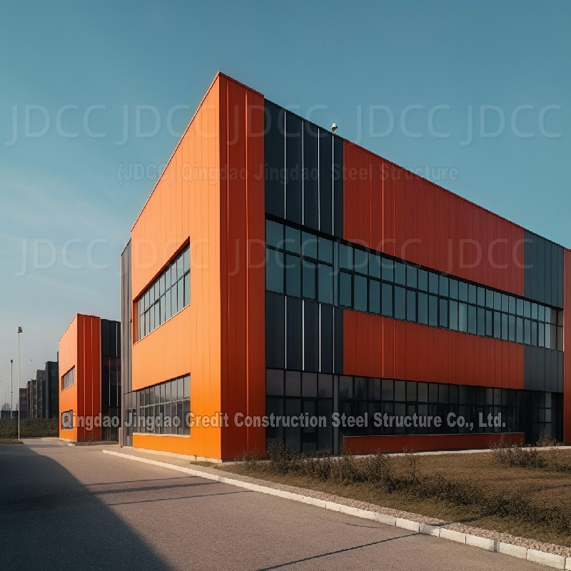 Multi-Storey Prefab Steel Structure ACP Glass Wall Modern Warehouse Large Span Building