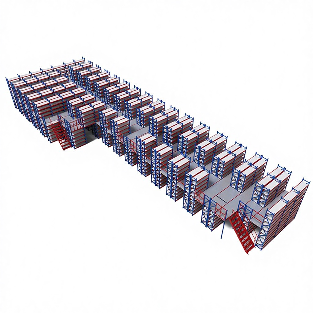 Fabricated Modular Metal Frame Warehouse with Beams Mezzanine Floor for High Load Industrial Storage Office Space