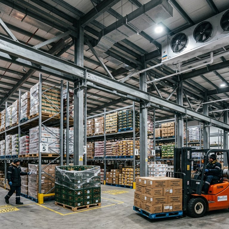 Fast Assembly Large Span Steel Frame Industrial Cold Storage Warehouse Modular Freezer Room Thermal Insulation Energy Saving