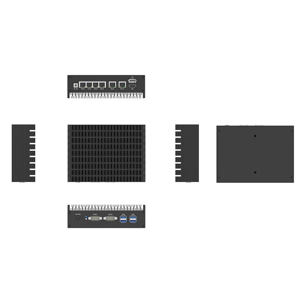 Custom Fanless Industrial Mini PC with Multiple Network Ports BQR6 Products, Factories