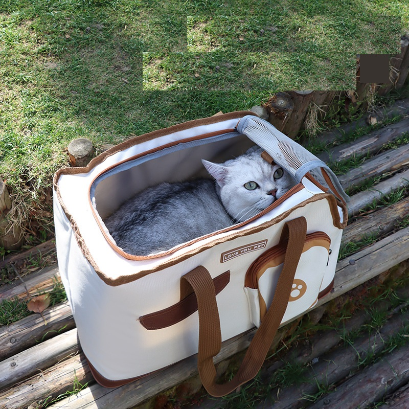 Brown and White Expandable Pet Carrier Pet Product for Easy Travel