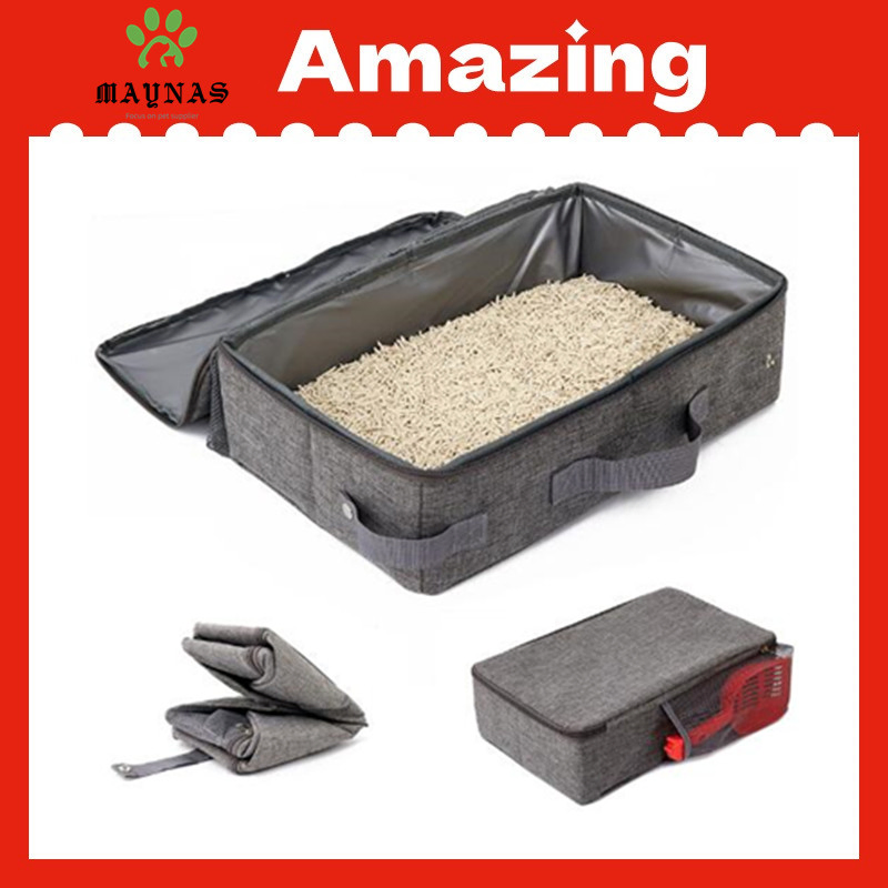 Foldable Oxford Cloth out Portable Litter Box Pet Bag with Cat Poop Box Moving Inside Cat Litter Box Cat Toilet