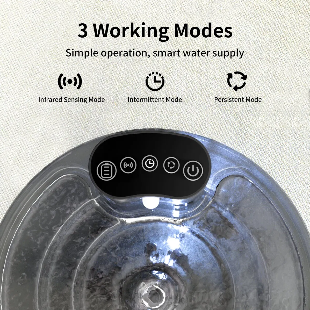 High Quality 2.6L Pet Water Fountain with Filter Wireless Smart Cat Water Fountain Sensor Battery