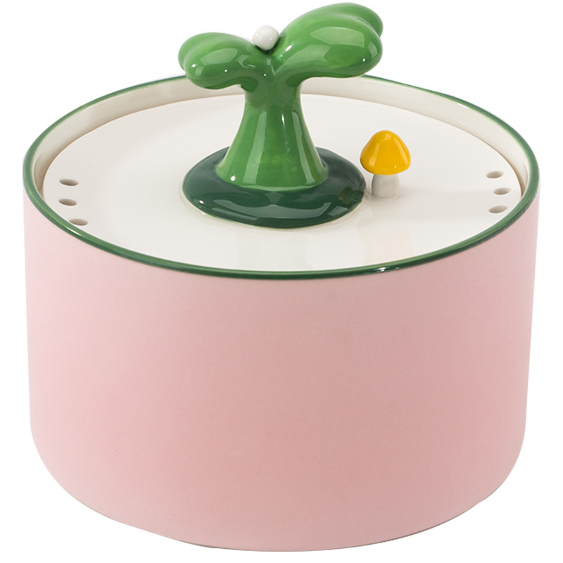 Ultra-Quiet 1.5L Ceramic Pet Water Fountain with Heating Feature