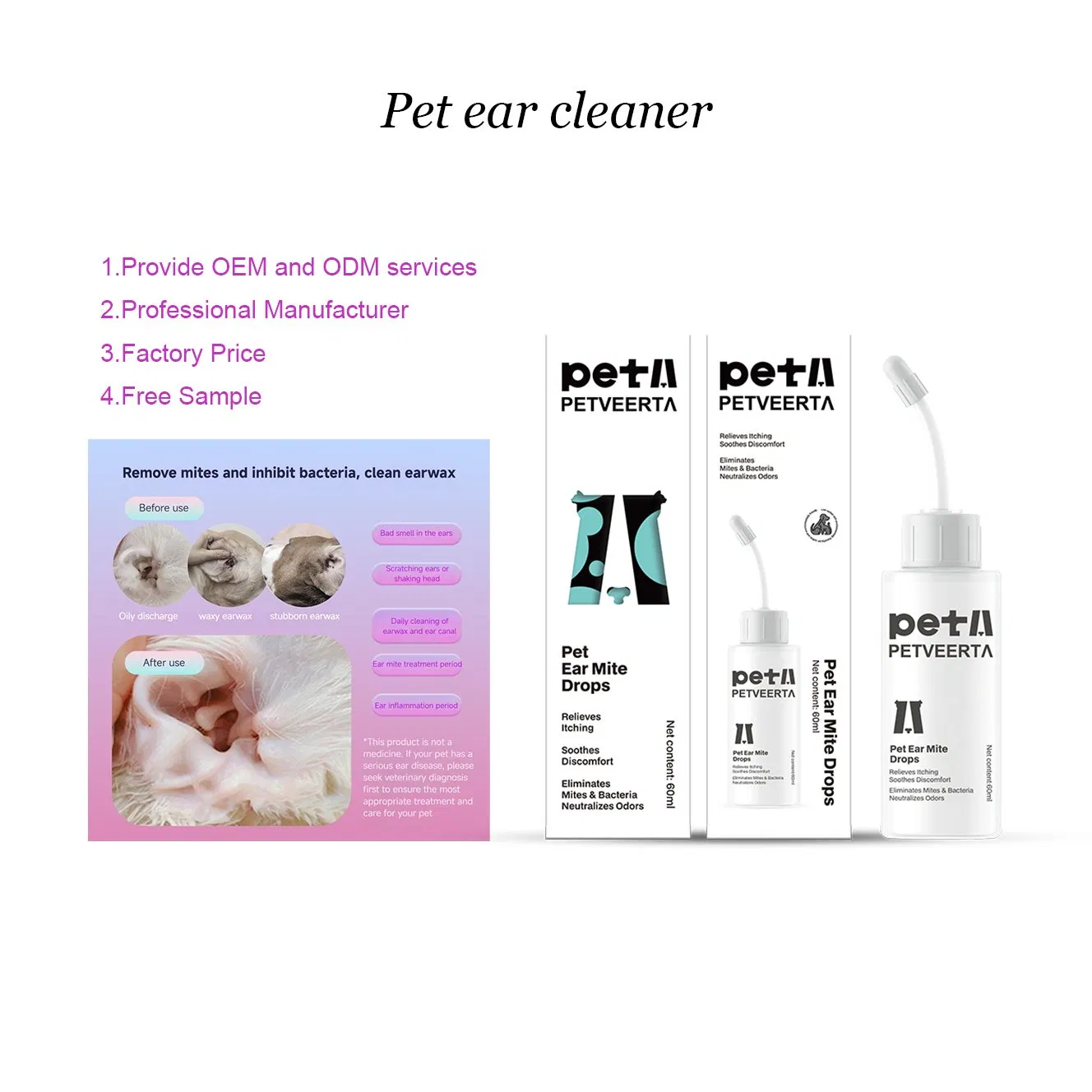 60ml Pet Ear Cleaner with Natural Ingredient for Puppy