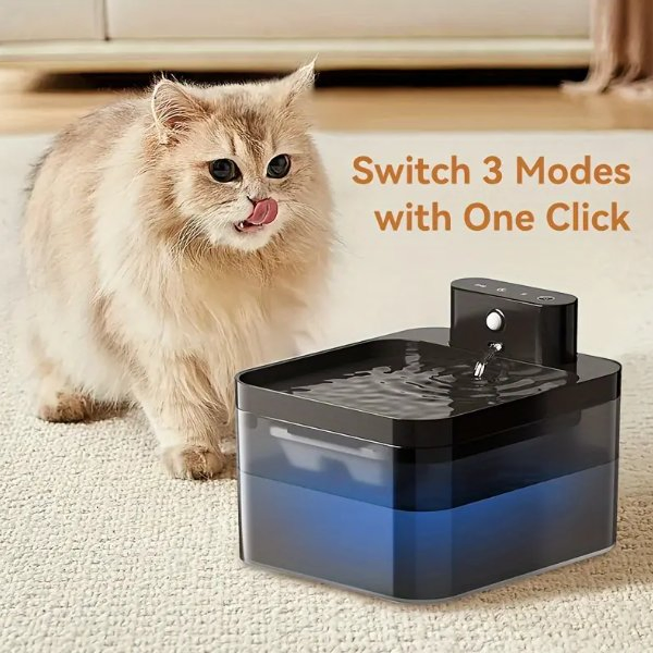 2.2L/74.4oz Wireless Cat Water Fountain Automatic Pet Water Dispenser 2600mAh Smart Cat Fountain Quiet Operation Sensor Fountain