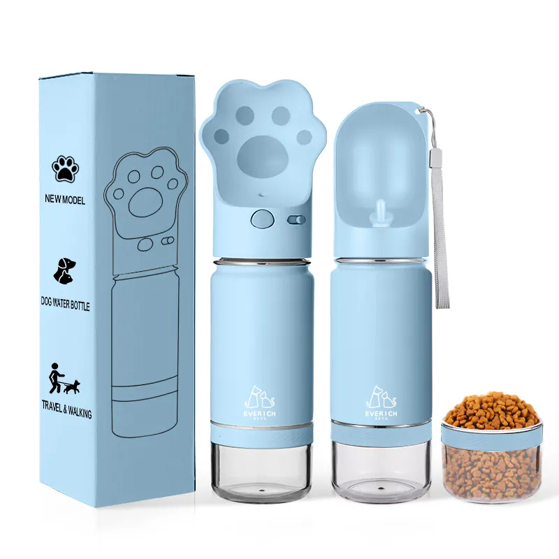 Wholesale Outdoor Leakproof Portable Puppy Pet Travel Water Bottle Feeder, 2-in-1 Drinking and Feeding Dispenser for Dogs Cats