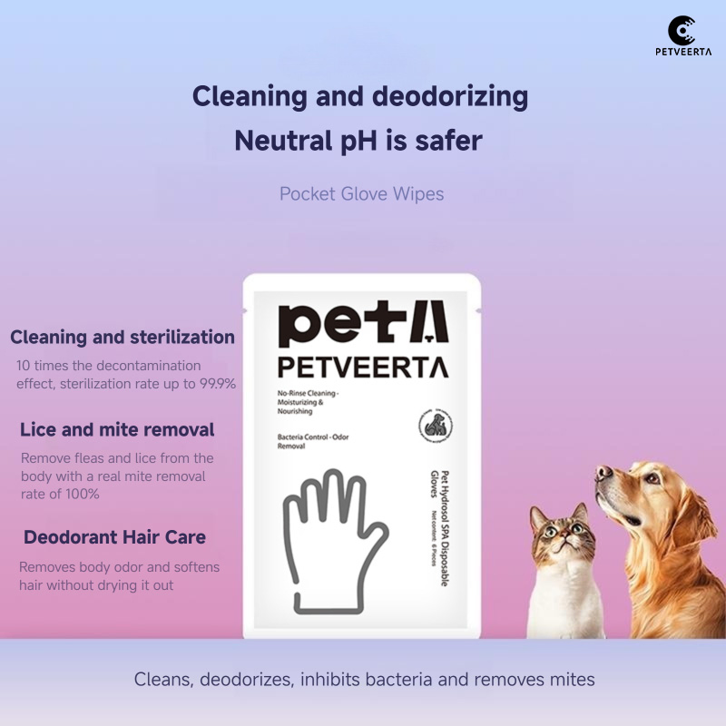 Natural Hydrosol Pet Cleaning Gloves Waterless SPA Grooming for Dogs and Cats