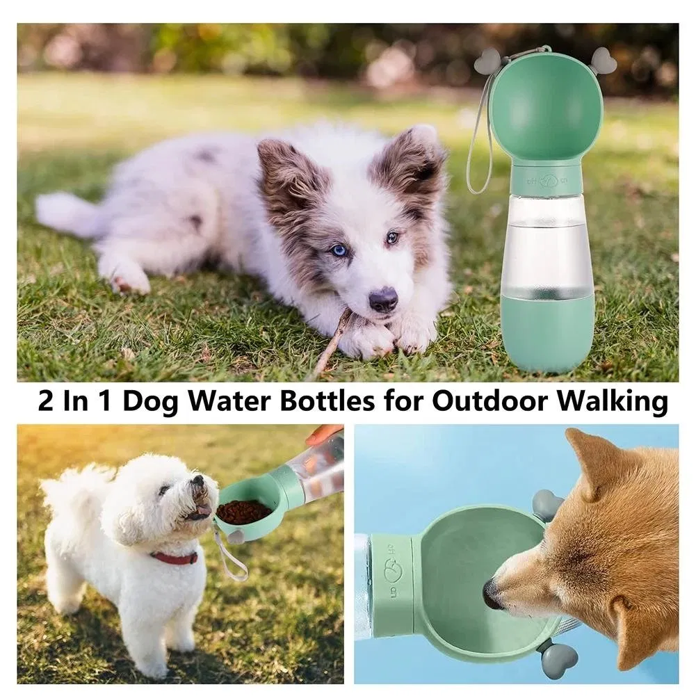 Pet Dog Portable Water Bottles Dispenser Leak-Proof Drinking Fountain with Food Container for Outdoor Hiking Walking