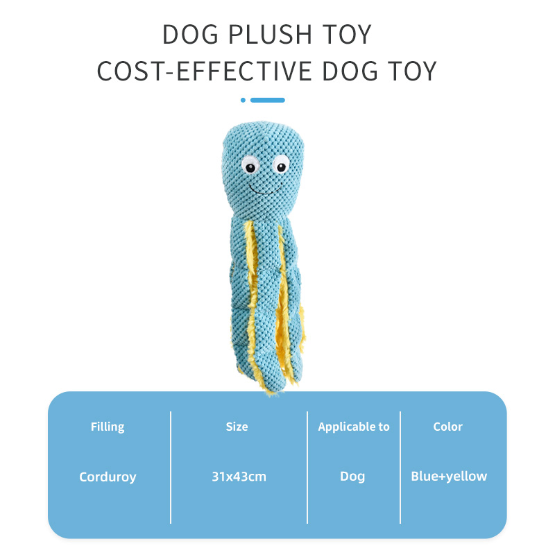 Squeaky Dog Plush Chew Toys Soft Octopus Pet Toy