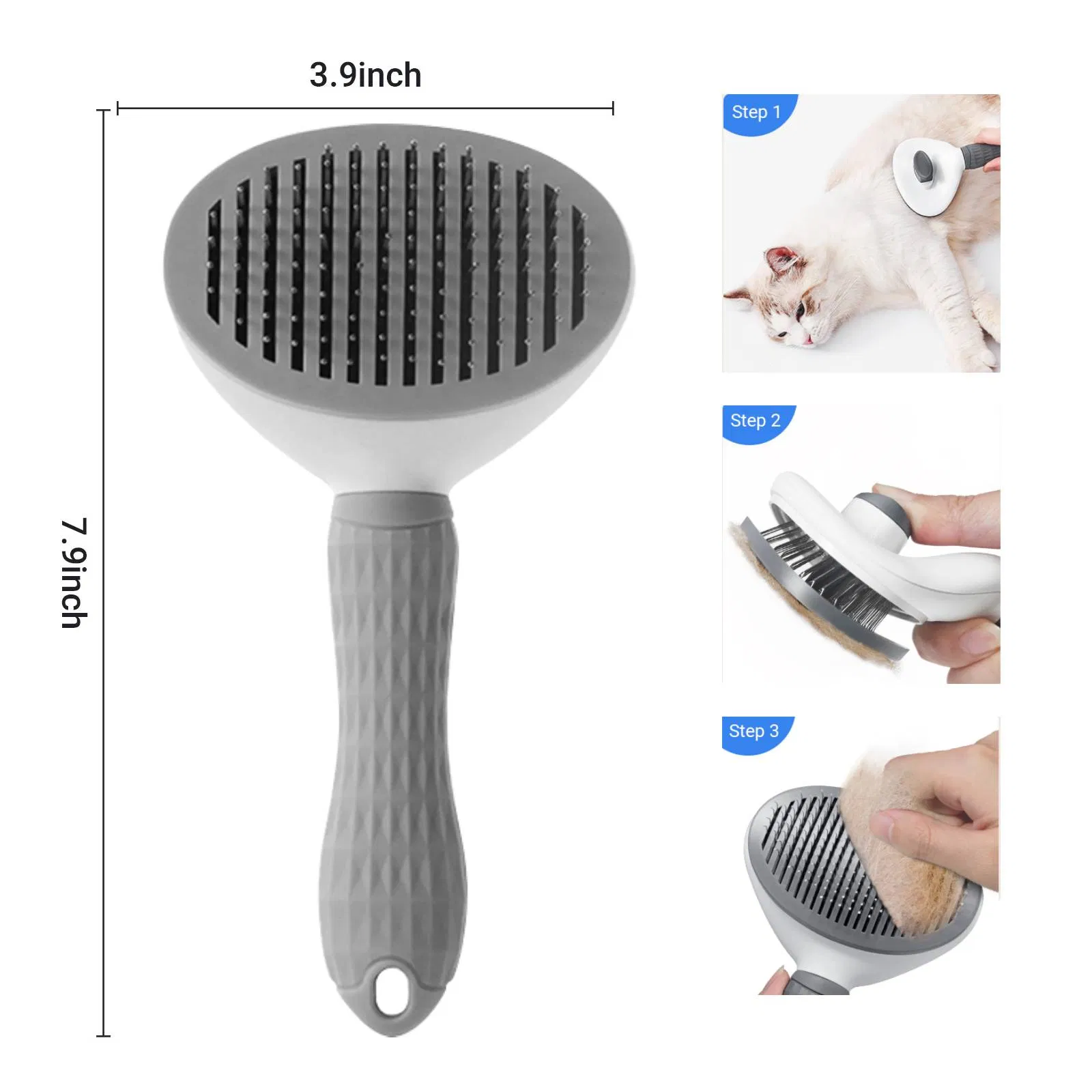 Pet Grooming Removes Loose Undercoat Self Cleaning Slicker Brush for Dogs Cats