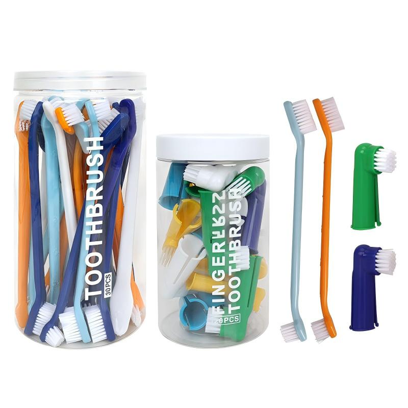 30 PCS/Box Double Headed Pet Toothbrush Soft Bristles Cat Oral Care Brushes Teeth Cleaning Brush for Dogs Dental Care
