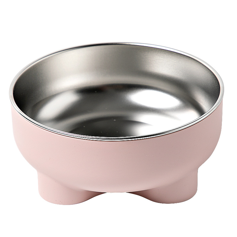 Stainless Steel Tilted Raised Cat Food Bowl Four-Leaf Clover Design Feeder Pet Food Water Bowl for Small Dogs Puppy