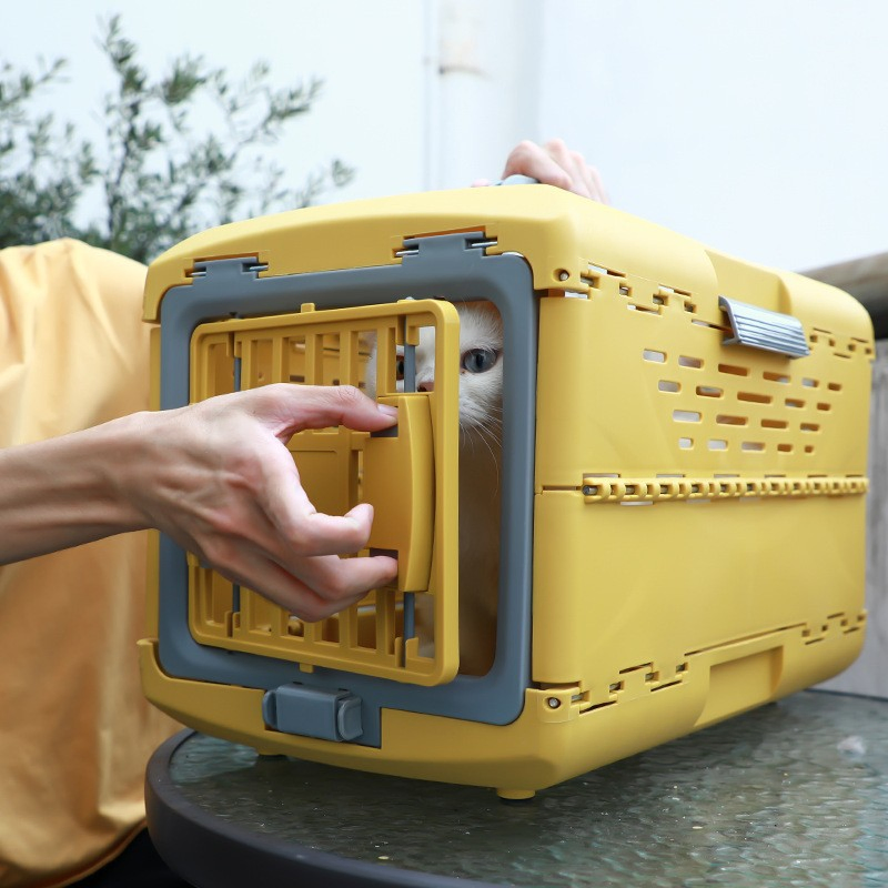 Airline Approved Portable Dog Crate, Travel Pet Carrier with Wire Door, Crate for Small Dogs and Medium Cats